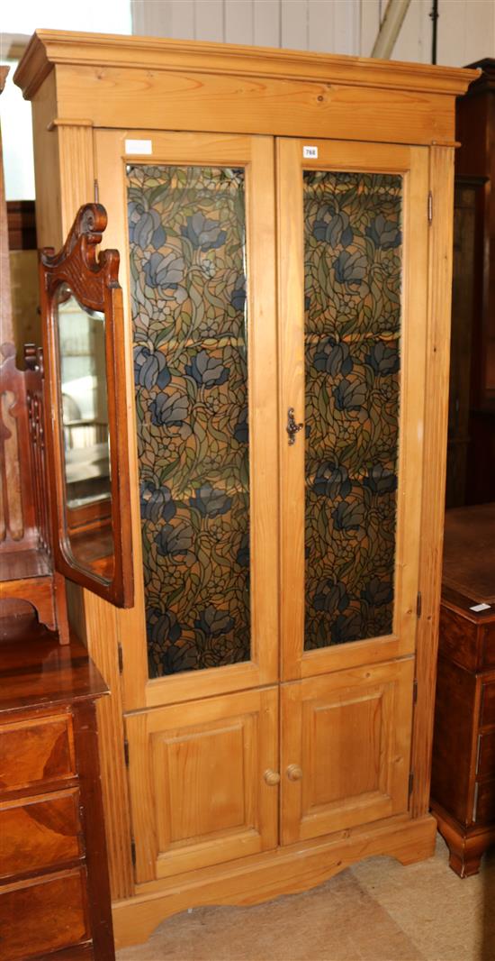 Pine decorative glazed  cupboard